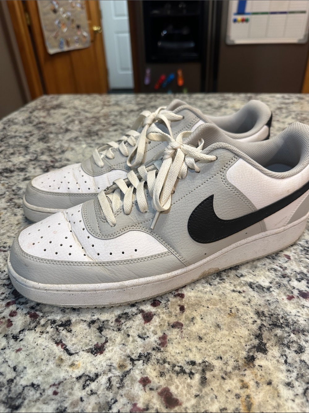 Nike Men’s Low-Top Sneakers in White, Light Gray and Black